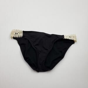 Kenneth Cole Black Bikini Bottom with Crochet Sides Size S